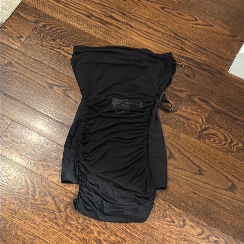 Black Ruched Bodycon Dress